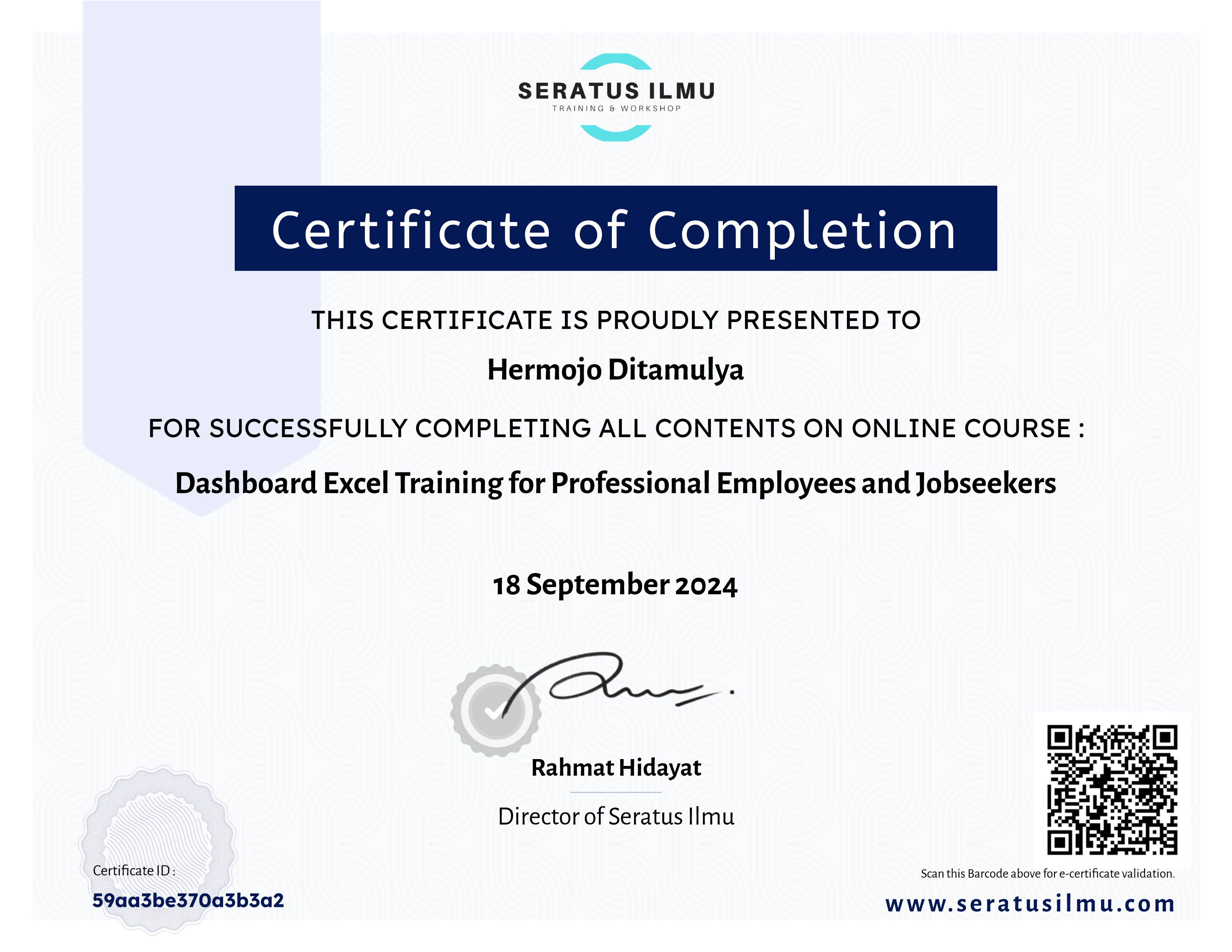 Dashboard Excel Training for Professional Employees and Jobseekers